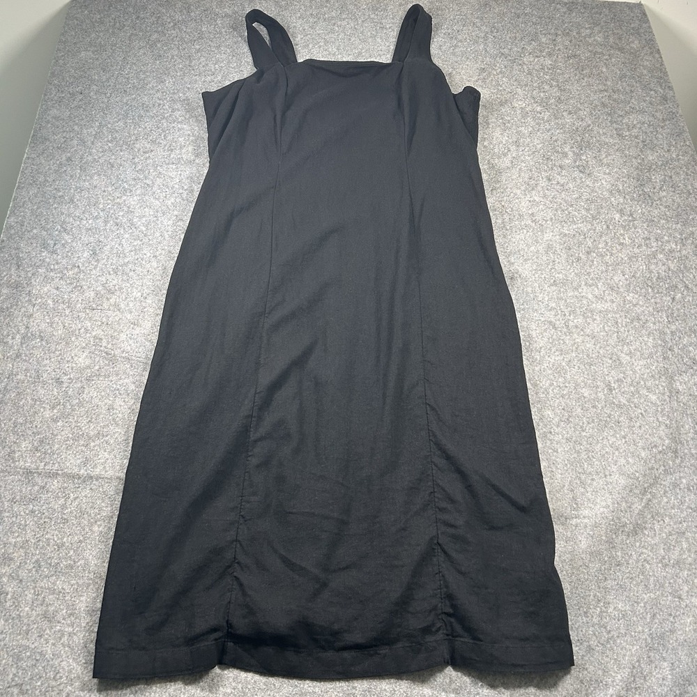 Old Navy Dress Women's 2XL Black Solid Square Neck A-Line Strappy Smocked Midi